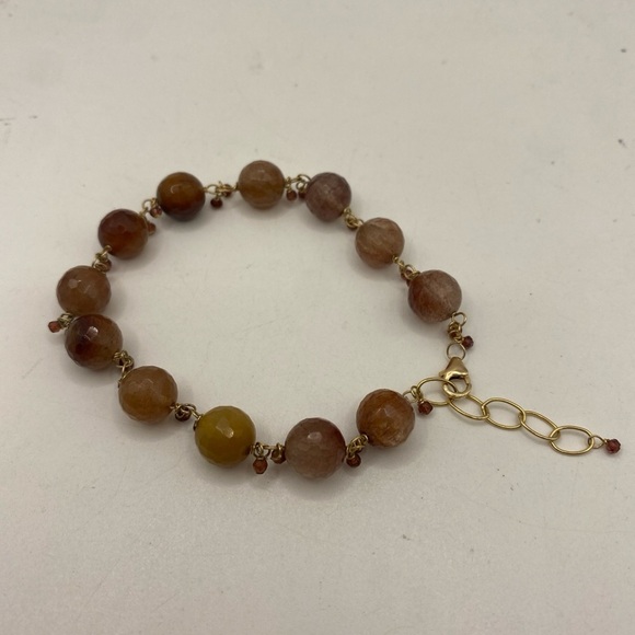 14k Gold Filled Gemstone Bracelet 7” - Picture 2 of 8